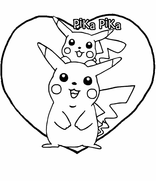 Coloriage Pokemon Pikachu Cœur - Pokémon à imprimer