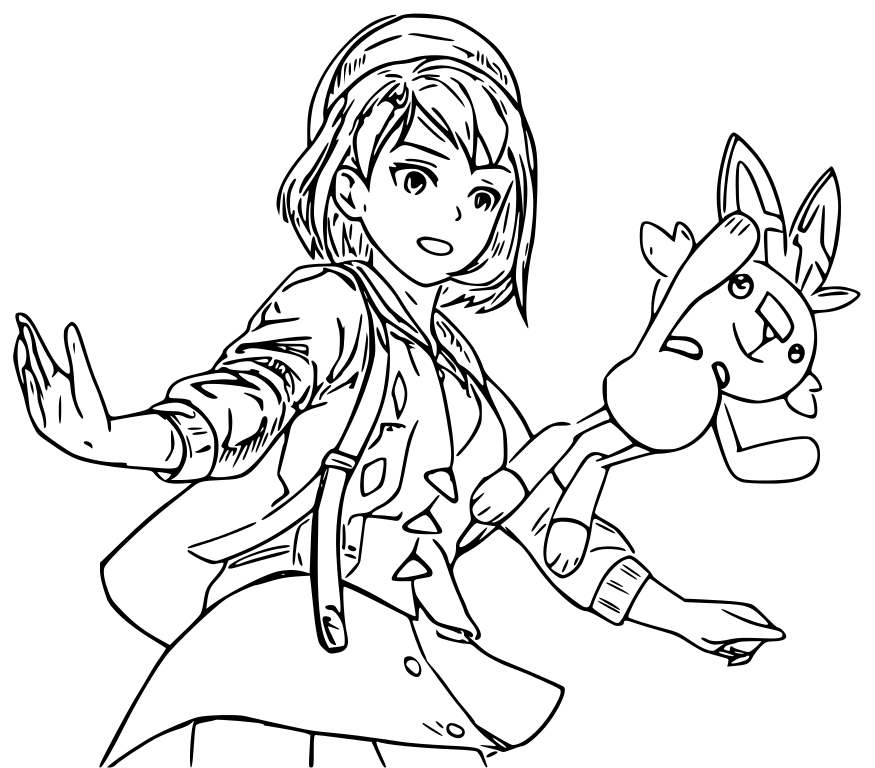 Coloriage Pokemon Épée Et Bouclier Flambino Avec Son Dresseur - Pokémon à imprimer