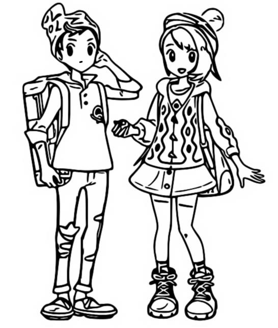 Coloriage Pokemon Épée Et Bouclier Les Habitants De Galar Personnages Principaux - Pokémon à imprimer