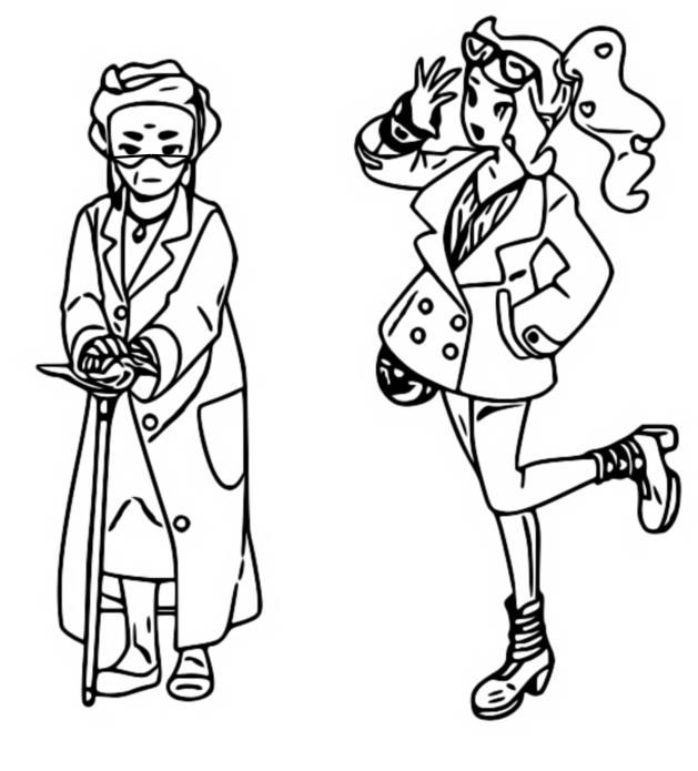 Coloriage Pokemon Épée Et Bouclier Les Habitants De Galar Professeure Magnolia Et Sonya - Pokémon à imprimer