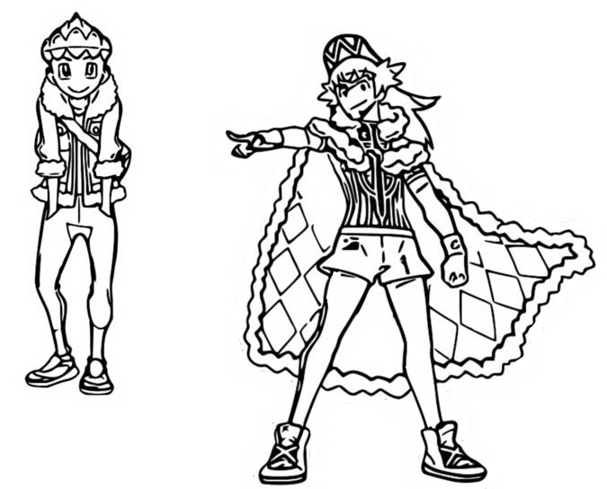 Coloriage Pokemon Épée Et Bouclier Les Habitants De Galar Tarak Et Nabil - Pokémon à imprimer