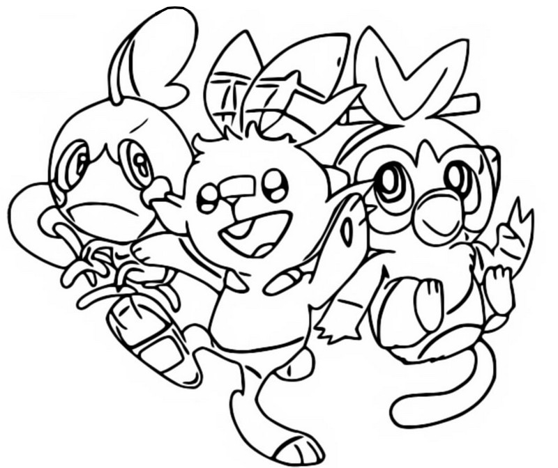 Coloriage Pokemon Épée Et Bouclier Starters Pokemon Bouclier Et Épée - Pokémon à imprimer