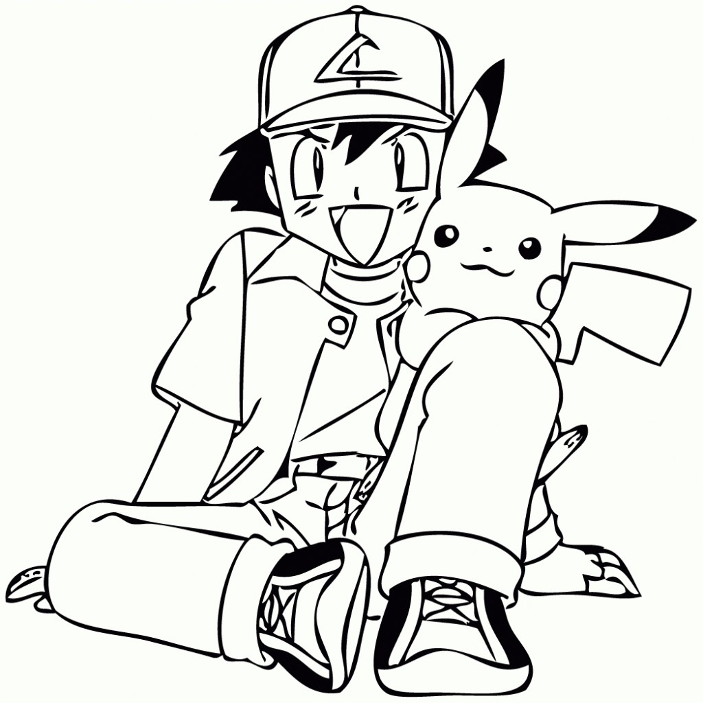 Coloriage Pokemon Garçon Pikachu Ash - Garçon à imprimer