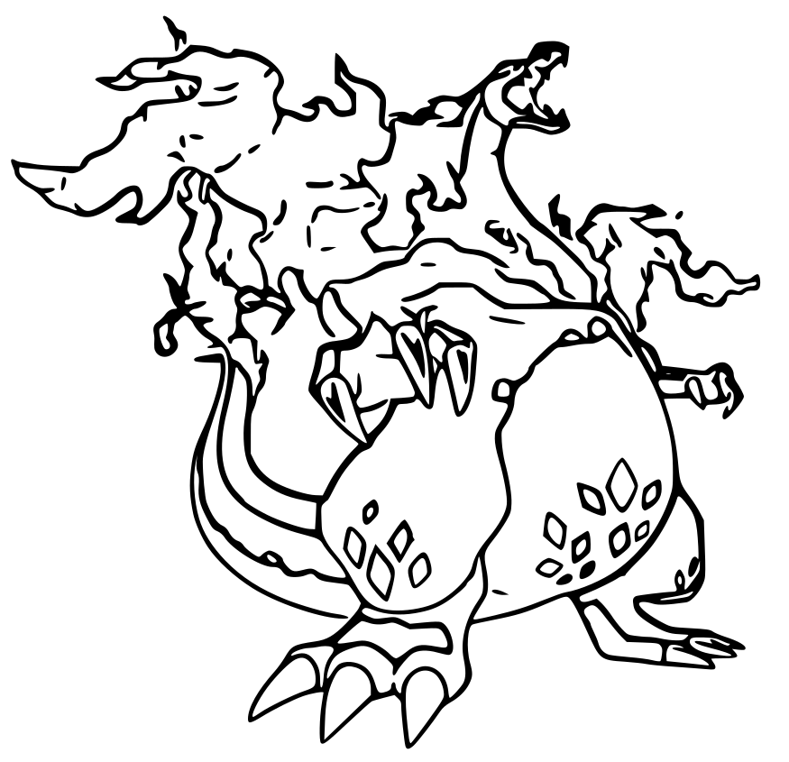 Coloriage Pokemon Gigamax Dracaufeu - Pokémon à imprimer