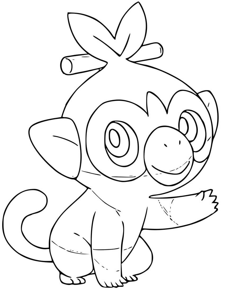 Coloriage Pokemon Grookey Grass Type - Pokémon à imprimer