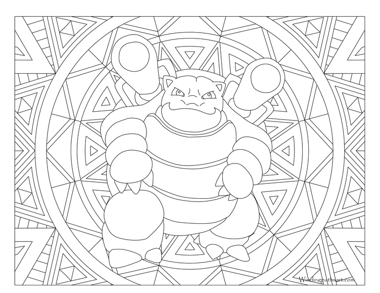 Coloriage Pokemon Mandala Adulte Blastoise - Mandala pokemon à imprimer