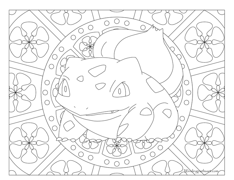 Coloriage Pokemon Mandala Adulte Bulbasaur - Mandala pokemon à imprimer