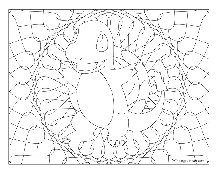 Coloriage Pokemon Mandala Adulte Charmander - Mandala pokemon à imprimer