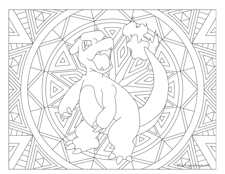 Coloriage Pokemon Mandala Adulte Charmeleon - Mandala pokemon à imprimer