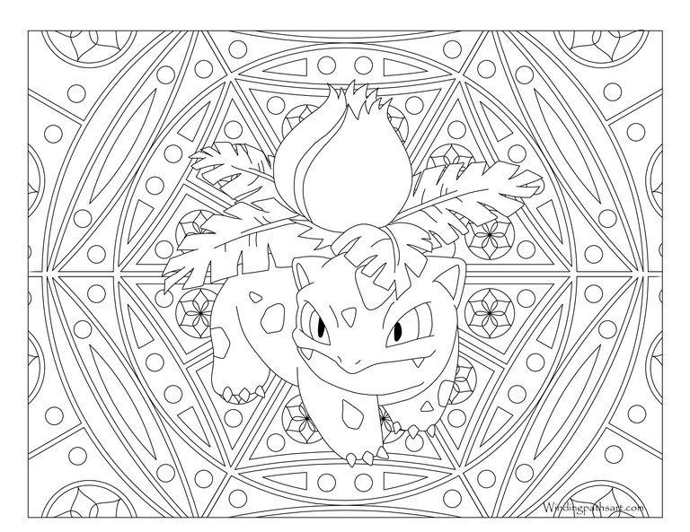 Coloriage Pokemon Mandala Adulte Ivysaur - Mandala pokemon à imprimer