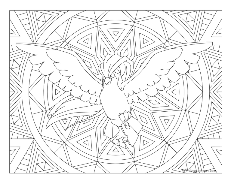 Coloriage Pokemon Mandala Adulte Pidgeot - Mandala pokemon à imprimer
