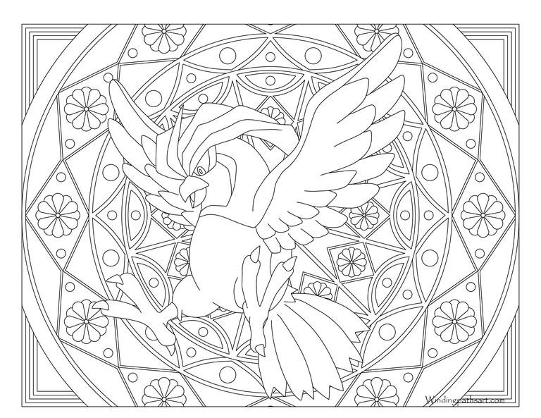 Coloriage Pokemon Mandala Adulte Pidgeotto - Mandala pokemon à imprimer