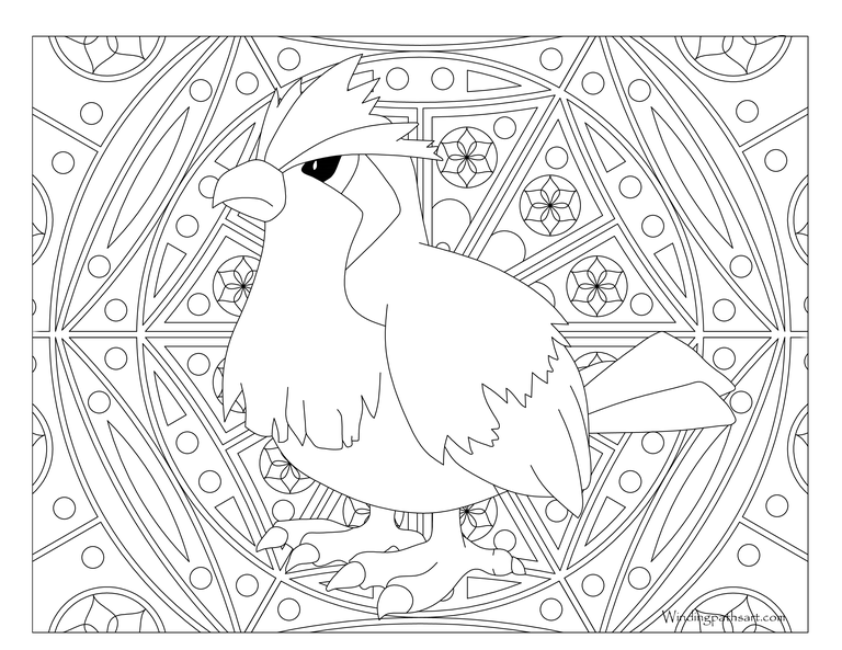 Coloriage Pokemon Mandala Adulte Pidgey - Mandala pokemon à imprimer