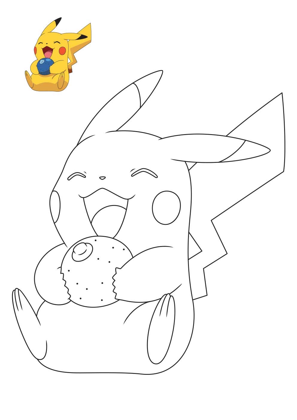 Coloriage Pokemon Pikachu Entrain De Rigoler - Pokémon à imprimer