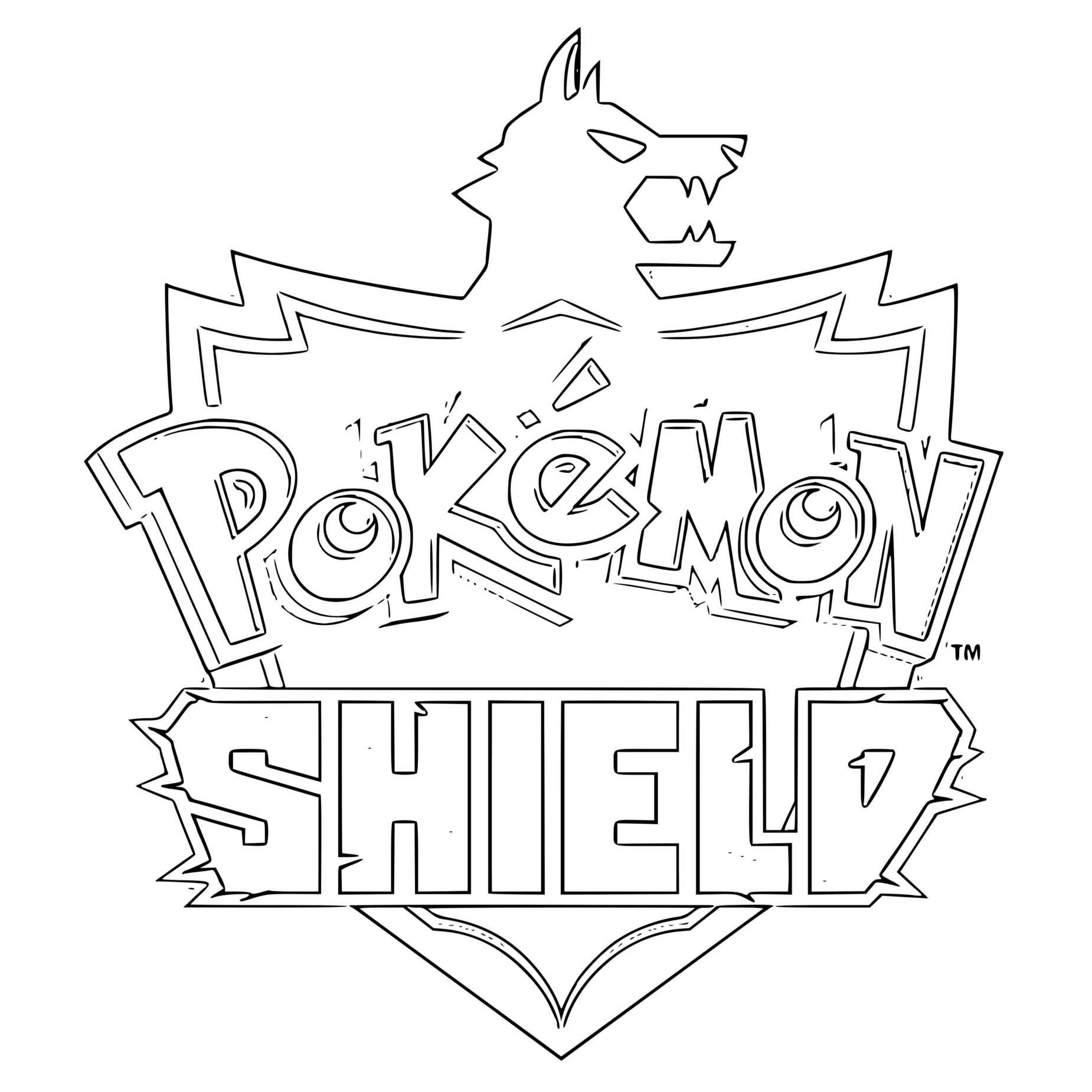 Coloriage Pokemon Shield Logo - Pokémon à imprimer
