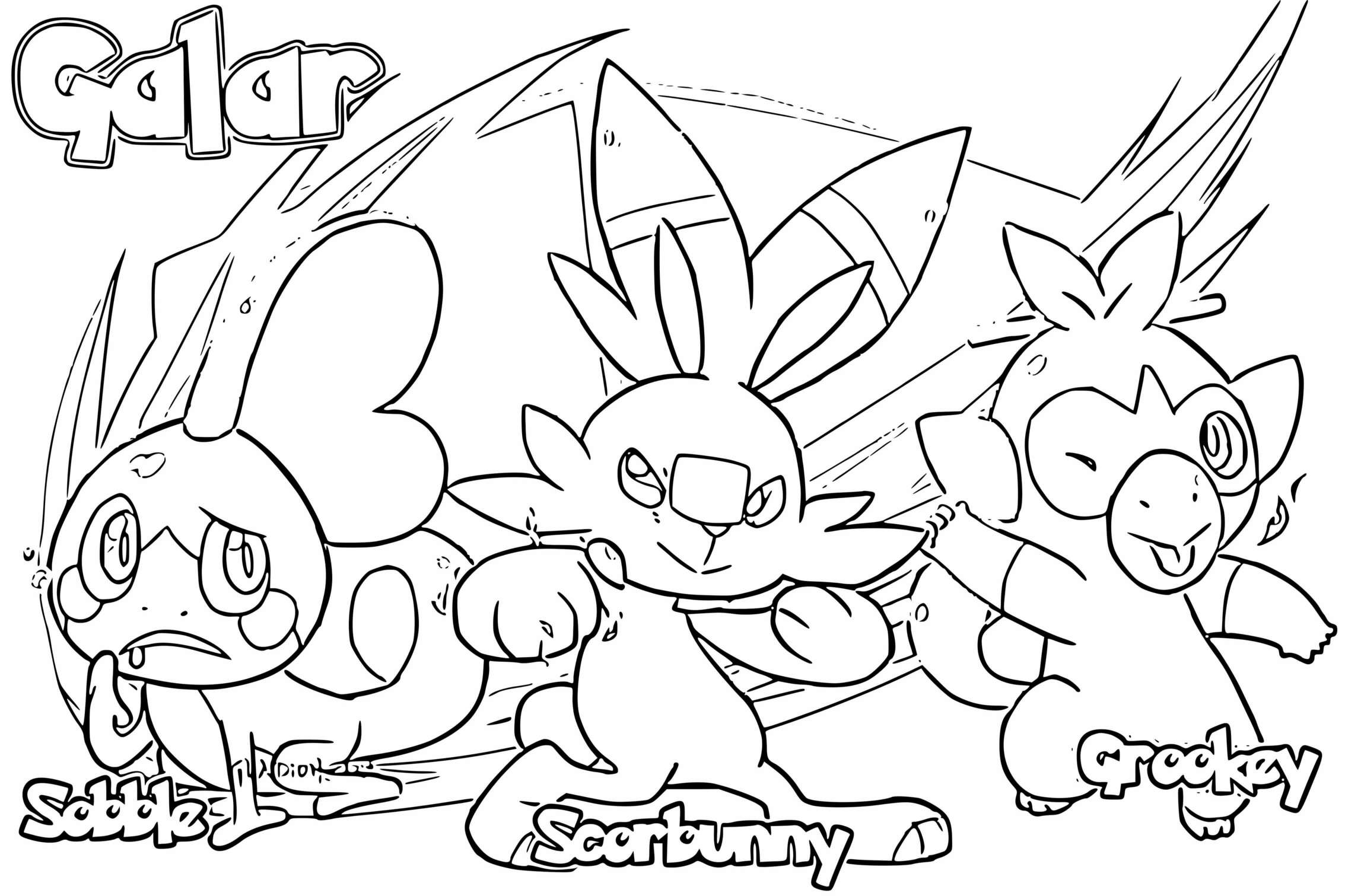 Coloriage Pokemon Sword Shield Starters By Gladioh - Pokémon à imprimer