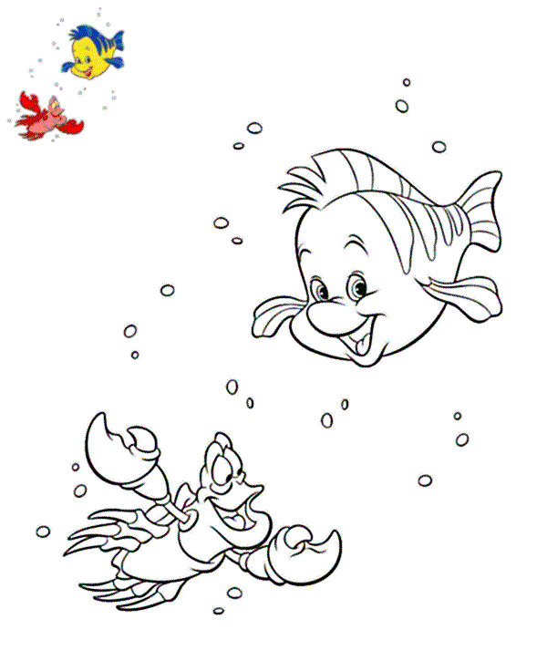 Coloriage Polochon Et Sebastien Ariel Disney - Ariel la petite sirène à imprimer