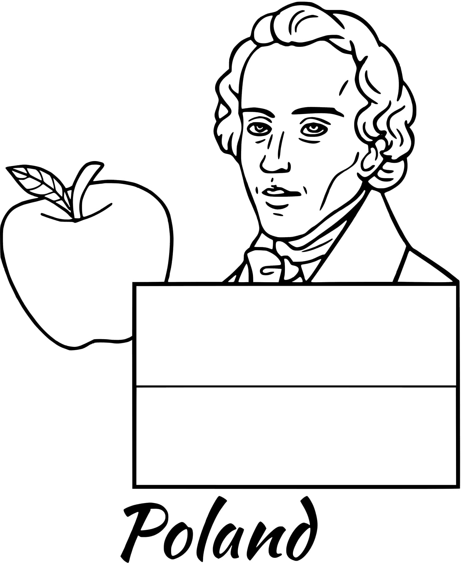 Coloriage Pologne Drapeau Chopin - Drapeau à imprimer