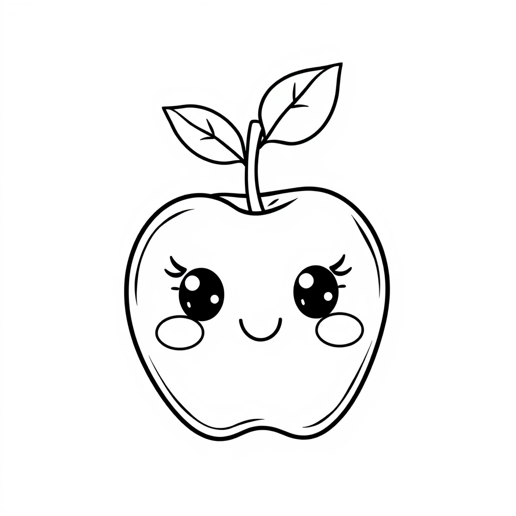 Coloriage Pomme 3 Fruit Kawaii - Kawaii fruits à imprimer