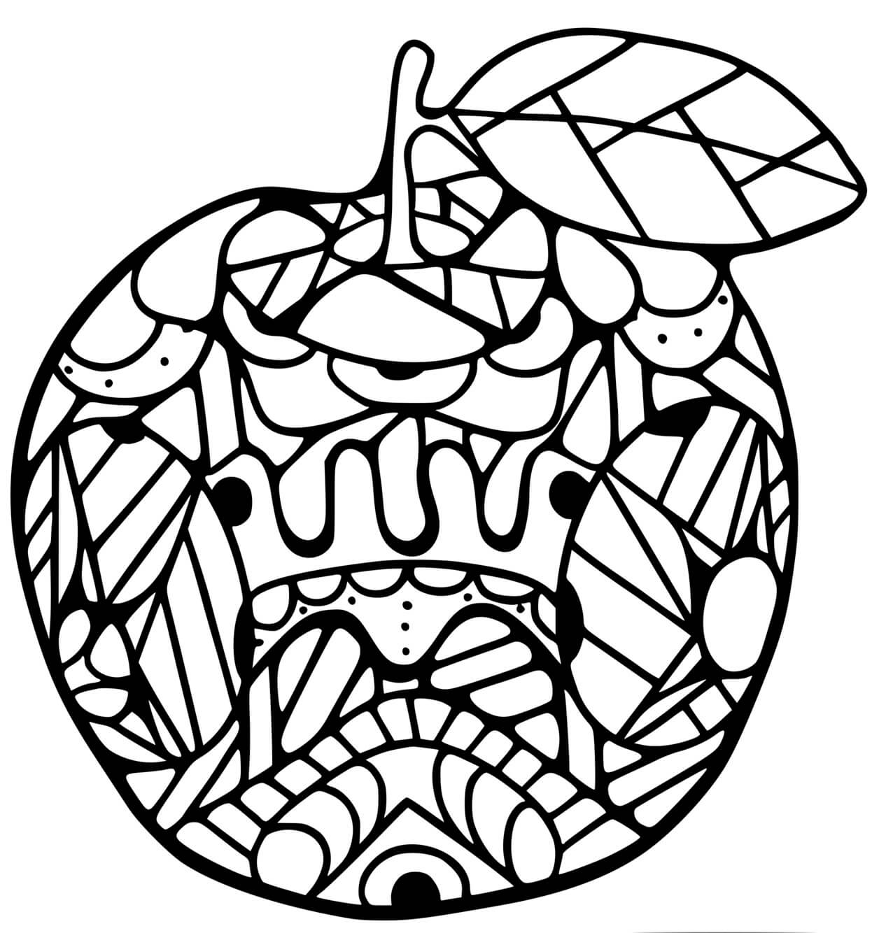 Coloriage Pomme Fruit Mandala - Pomme à imprimer