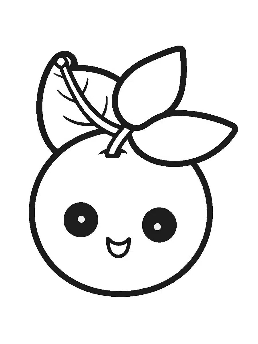 Coloriage Pomme Kawaii Nourriture Maternelle - Kawaii nourriture à imprimer