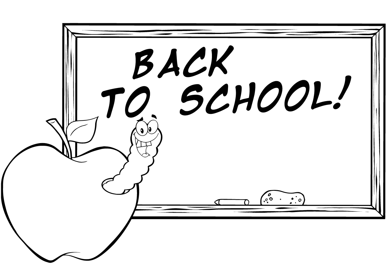 Coloriage Pomme Vers De Terre Retour Scolaire - Rentrée scolaire à imprimer