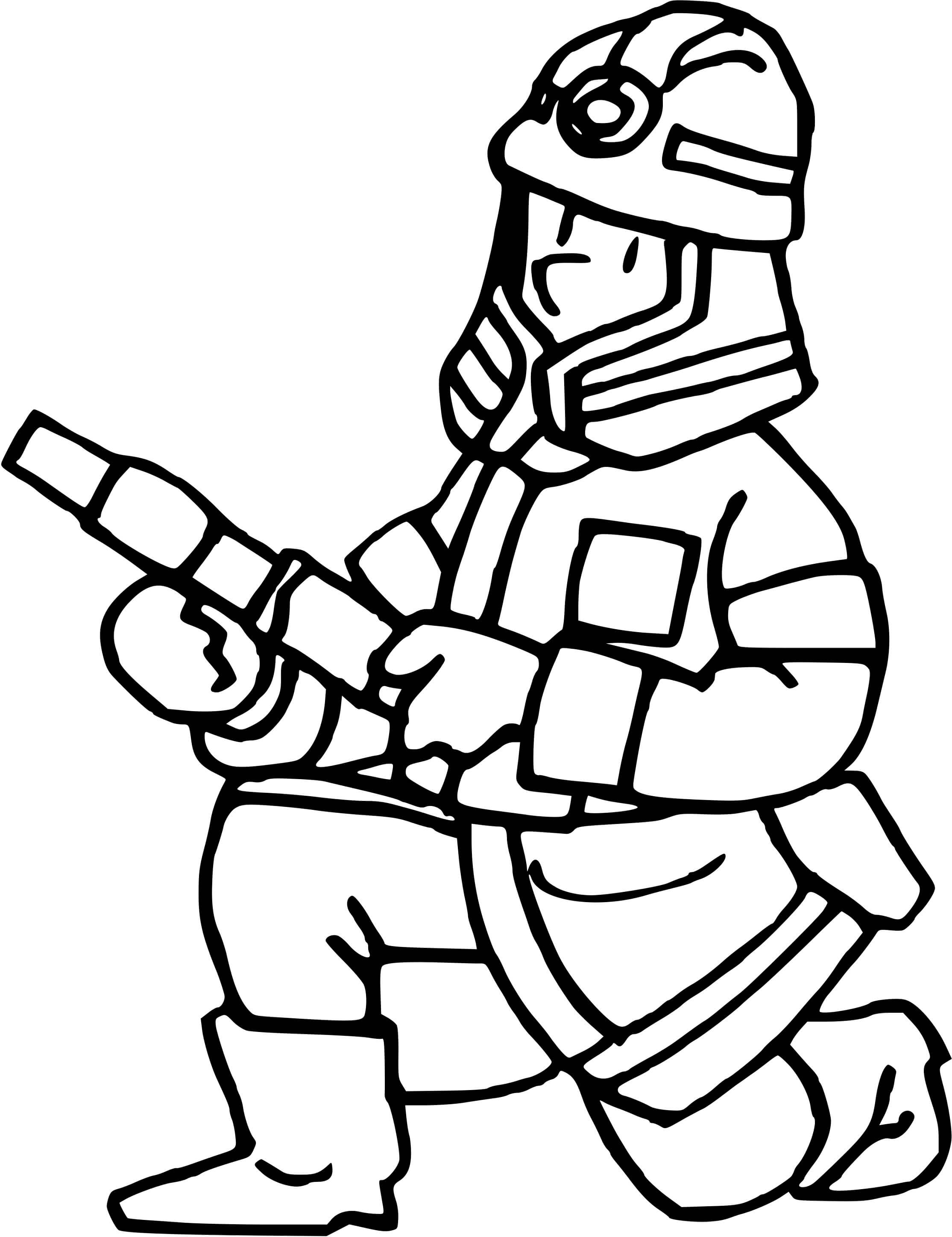 Coloriage Pompier A Genou - Pompier à imprimer