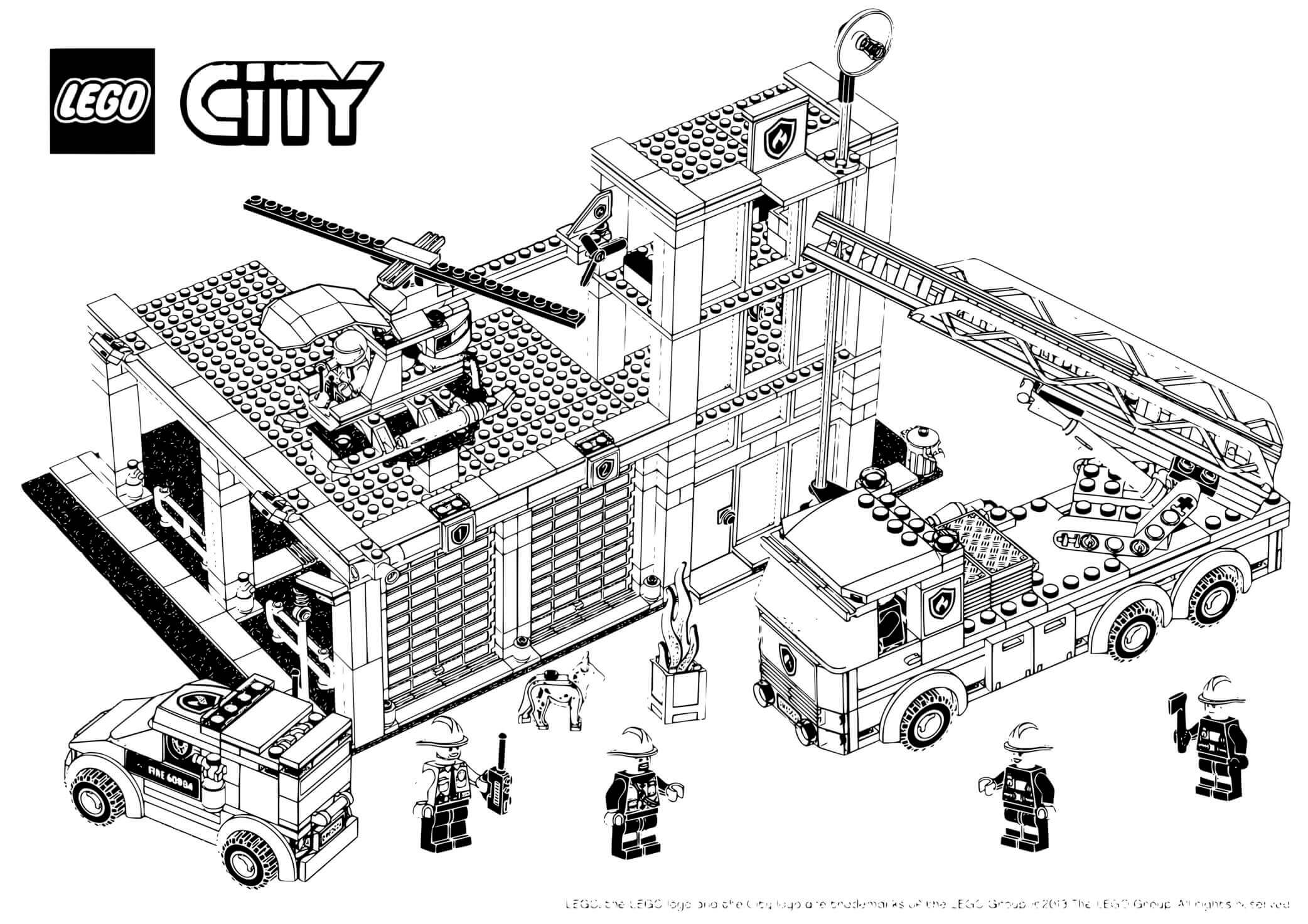 Coloriage Pompier Lego - Pompier à imprimer
