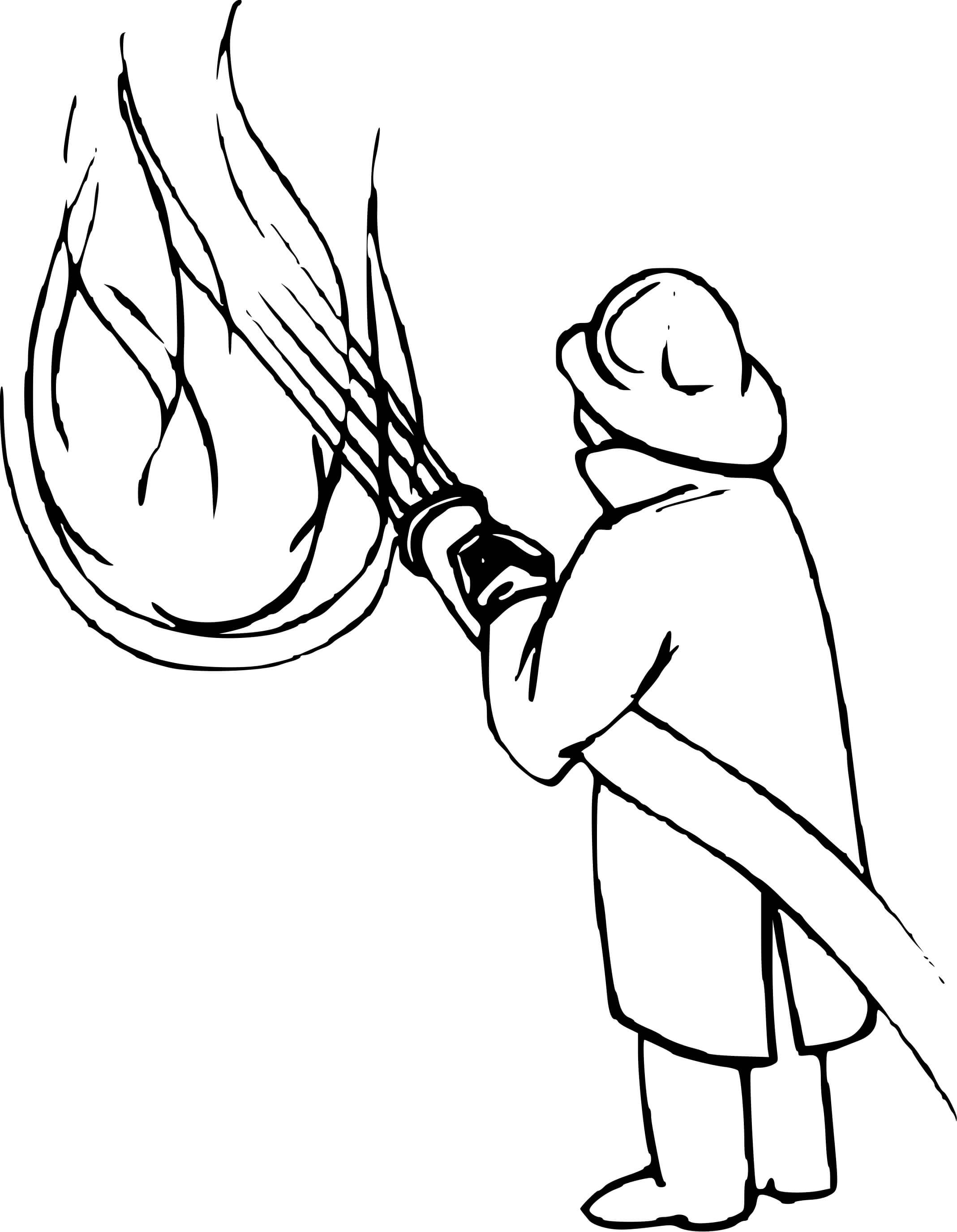 Coloriage Pompier Qui Eteint Un Feu - Pompier à imprimer