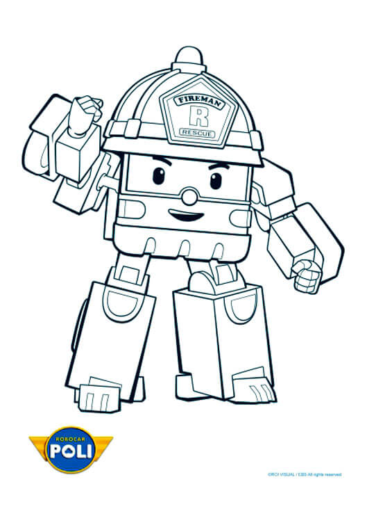Coloriage Pompier Robocar Poli Prêt Pour La Route - Robocar poli à imprimer
