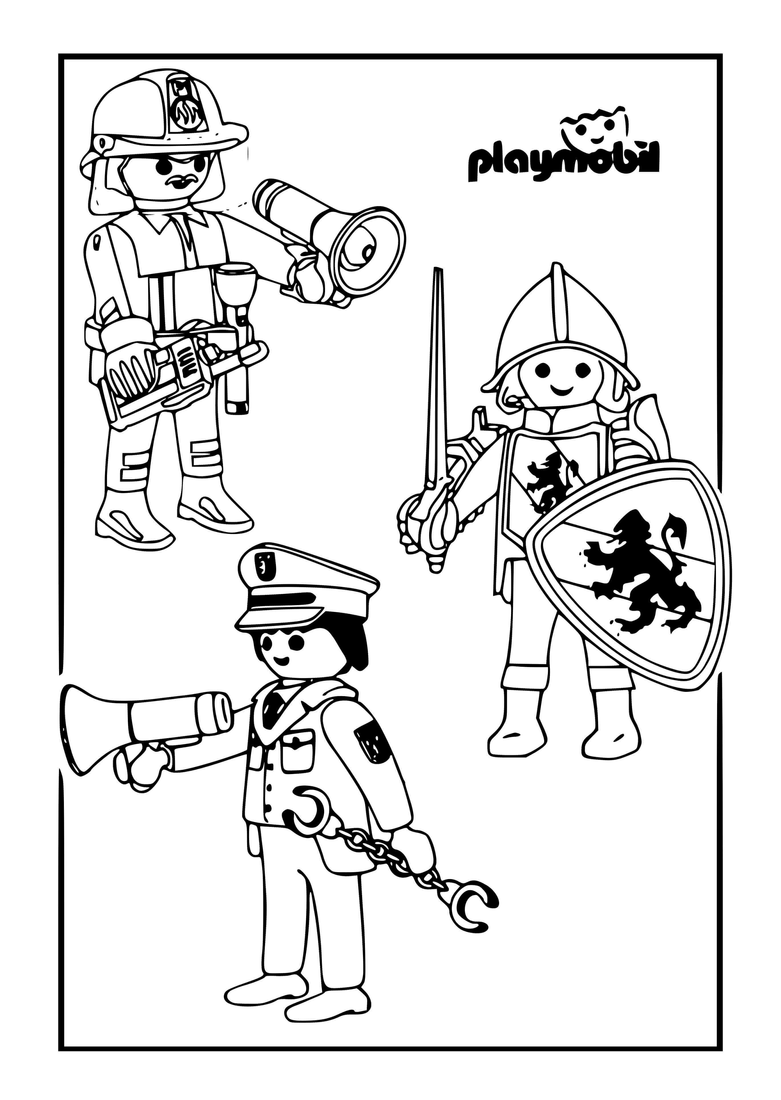 Coloriage Pompier Soldat Policier Playmobil - Pompier à imprimer