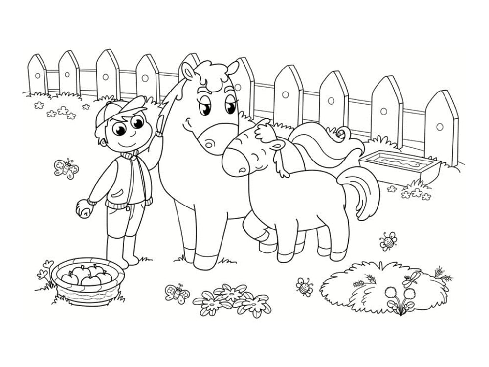 Coloriage Poney A La Ferme - Poney à imprimer