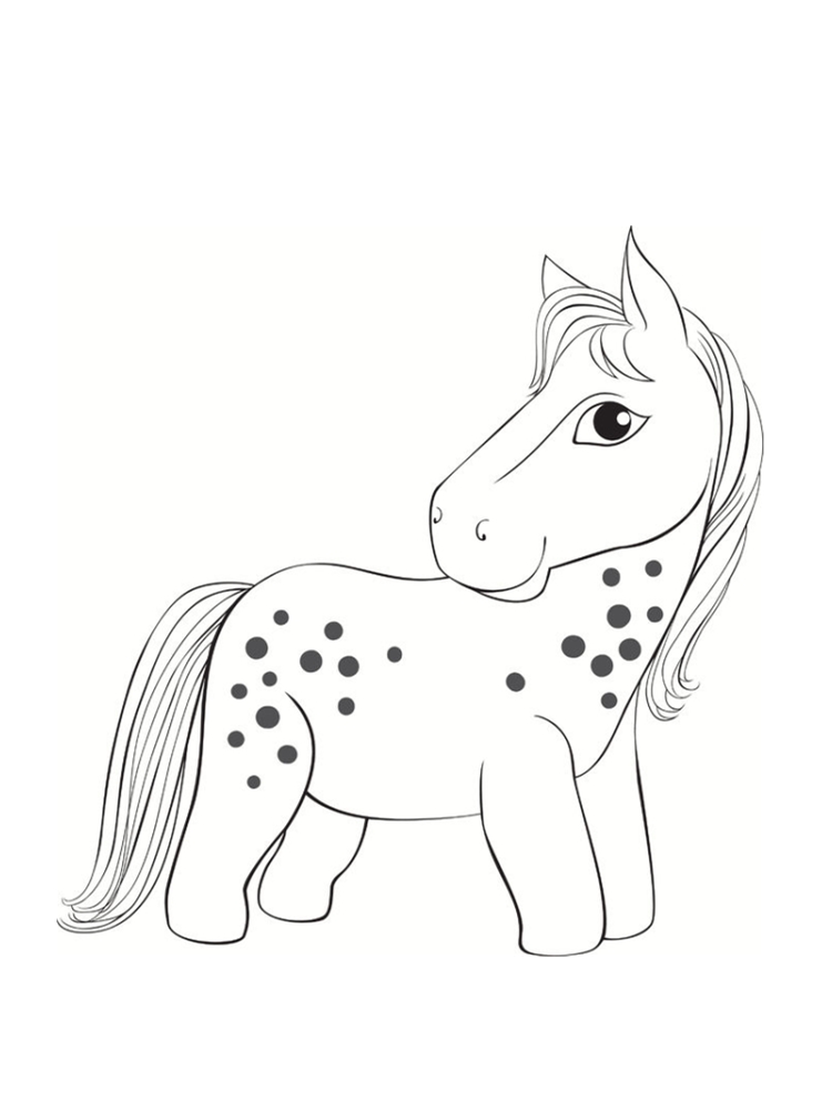 Coloriage Poney Avec Taches Noirs - Poney à imprimer