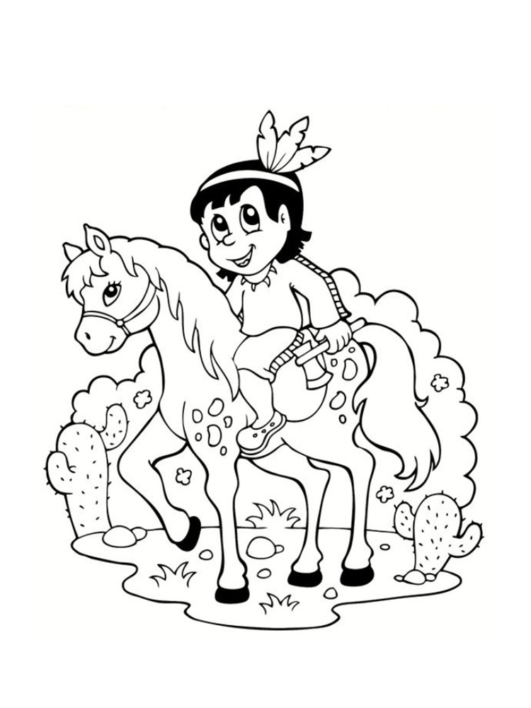 Coloriage Poney Indien - Poney à imprimer