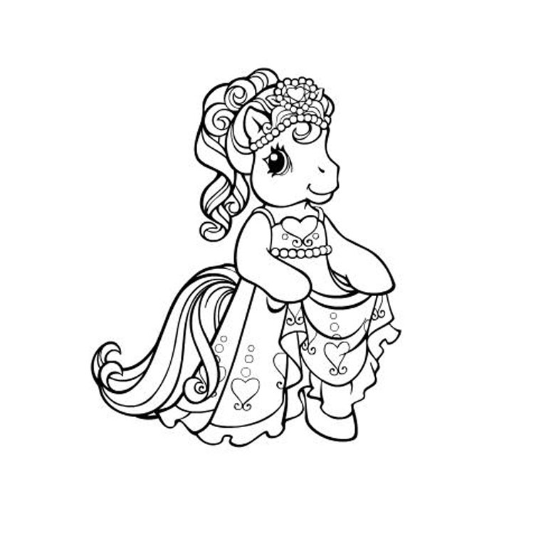 Coloriage Poney Princesse - Poney à imprimer