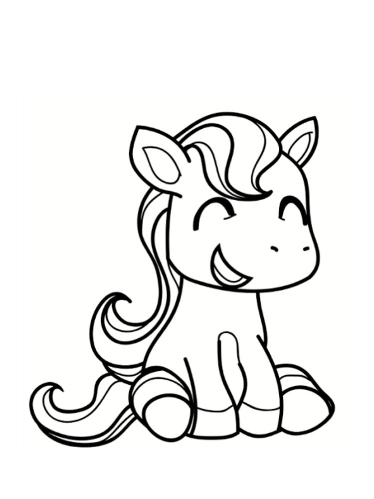 Coloriage Mignon poney souriant My Little Pony - Poney à imprimer