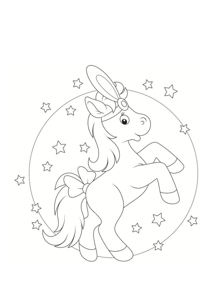 Coloriage Poney Star Avec Les Étoiles - Poney à imprimer