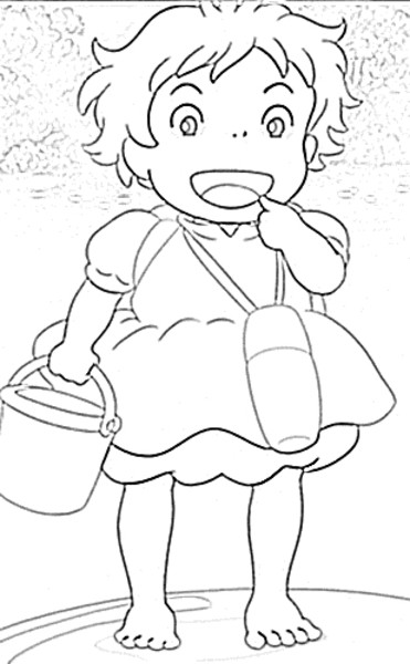 Coloriage Ponyo A La Plage - Ponyo à imprimer