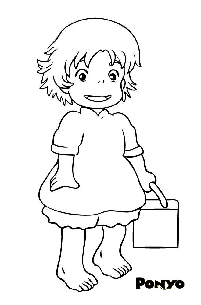 Coloriage Ponyo Petite Fille - Ponyo à imprimer