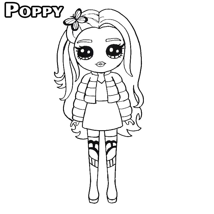 Coloriage Poppy En Tenue De Pom Pom Girl A Colorier - Rainbow high à imprimer