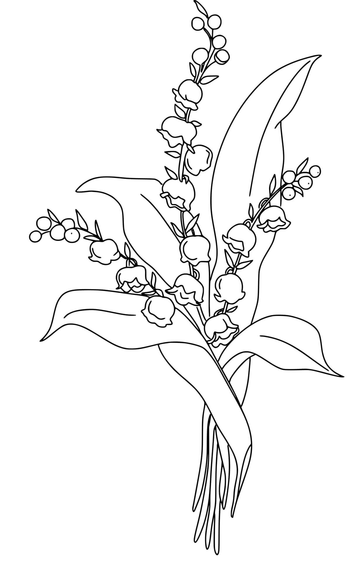 Coloriage Porte Bonheur Fleur Muguet 1er Mai - Muguet 1er mai à imprimer