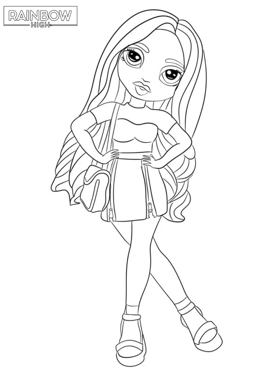 Coloriage Portrait De Bella Parker De Rainbow High - Rainbow high à imprimer