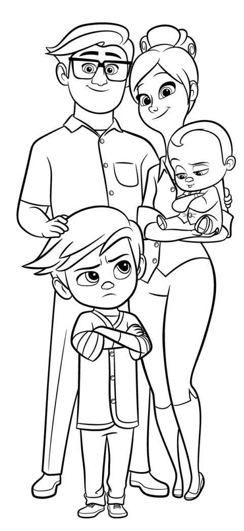 Coloriage Portrait De Famille - Baby boss à imprimer