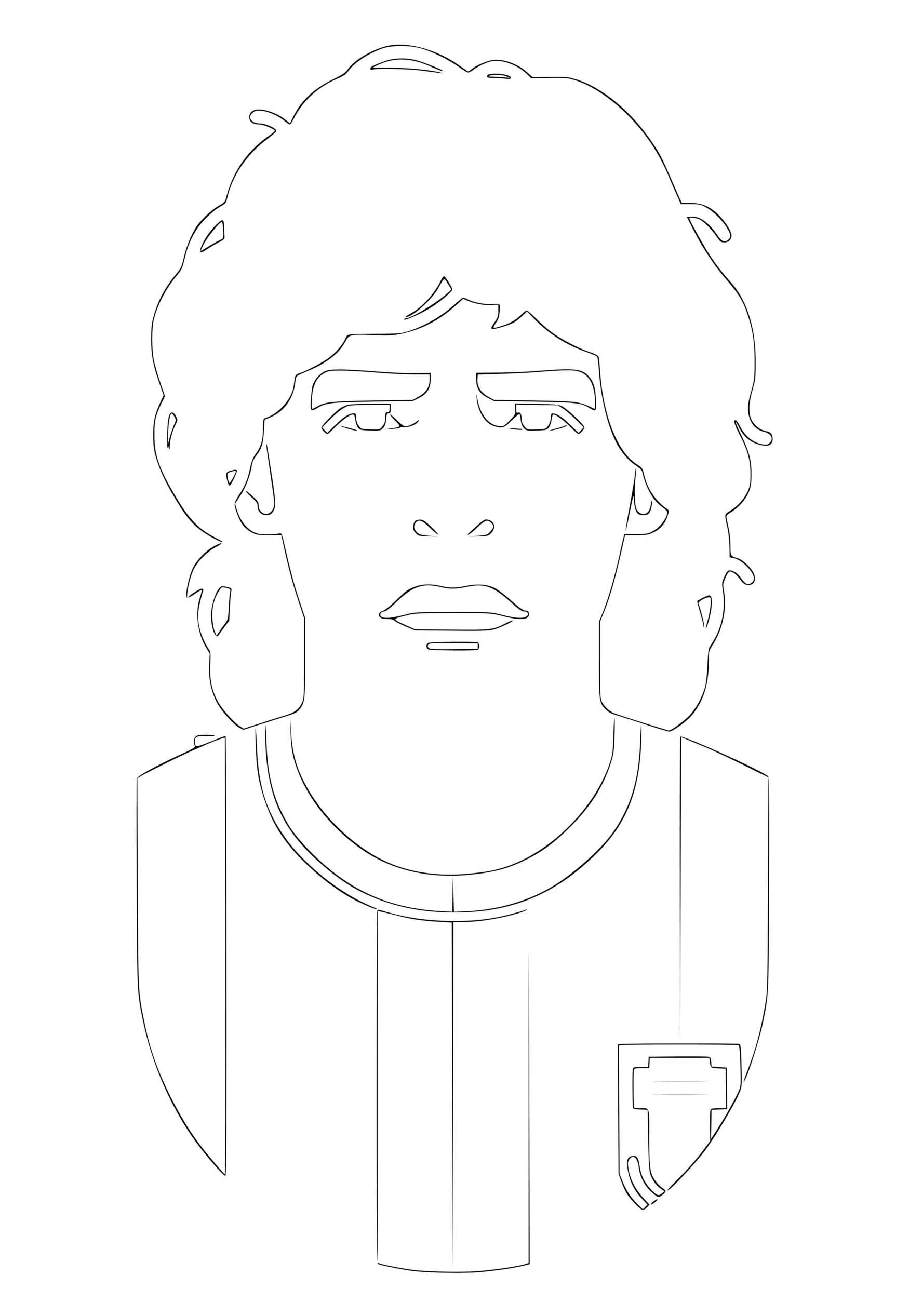 Coloriage Portrait Du Joueur De Foot Maradona Diego - Foot à imprimer
