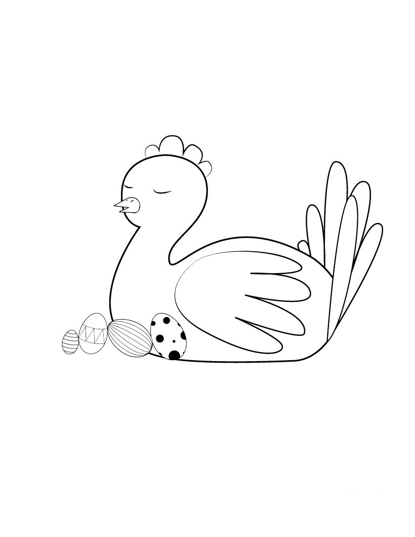 Coloriage Poule De Pâques Endormie - Poule à imprimer