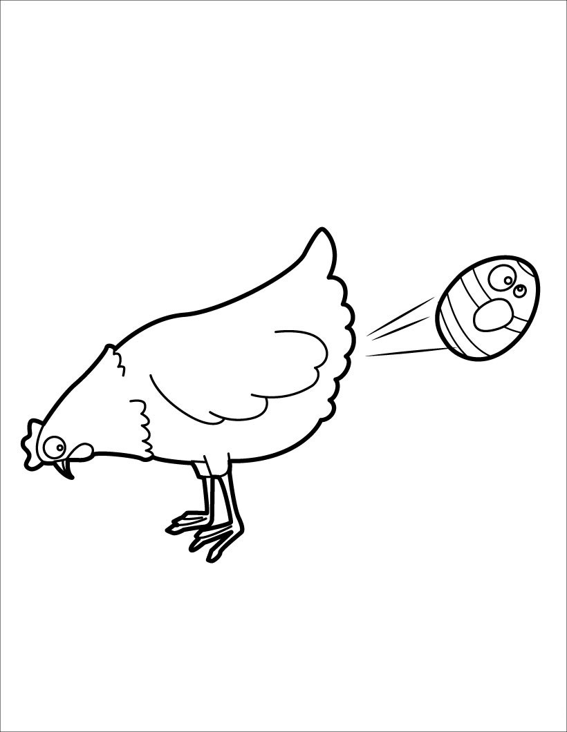 Coloriage Poule De Pâques Ponde Un Œuf De Pâques - Poule à imprimer