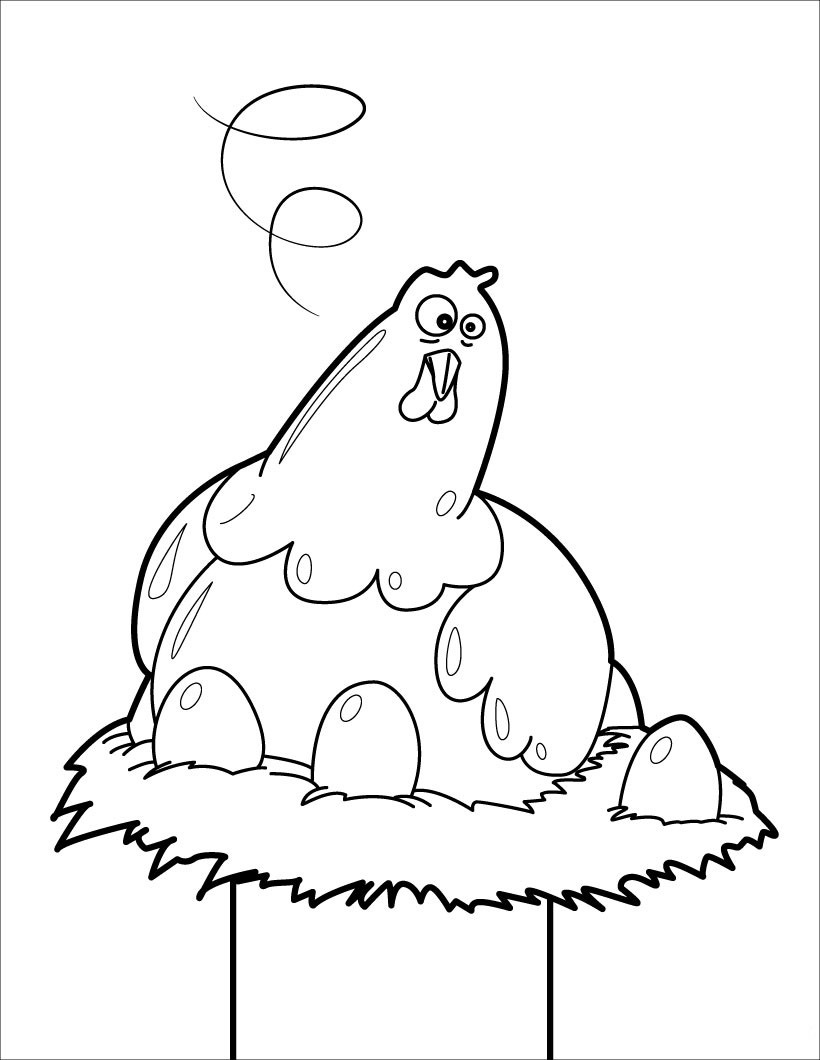 Coloriage Poule De Pâques Poule En Chocolat Dans Son Nid - Poule à imprimer