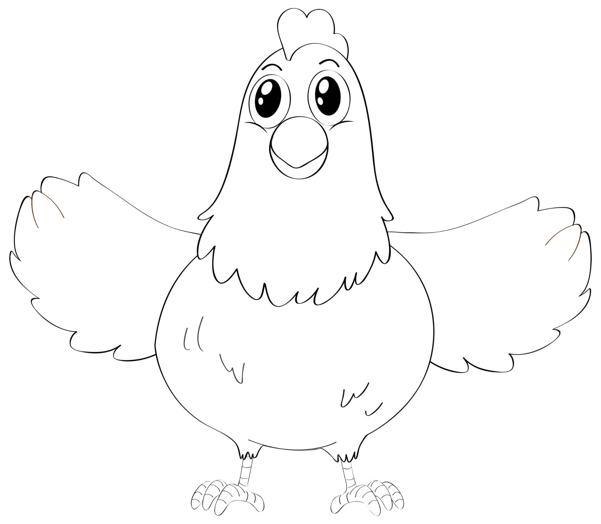 Coloriage Poule Maternelle Heureuse Ailes Ouvertes - Poule à imprimer