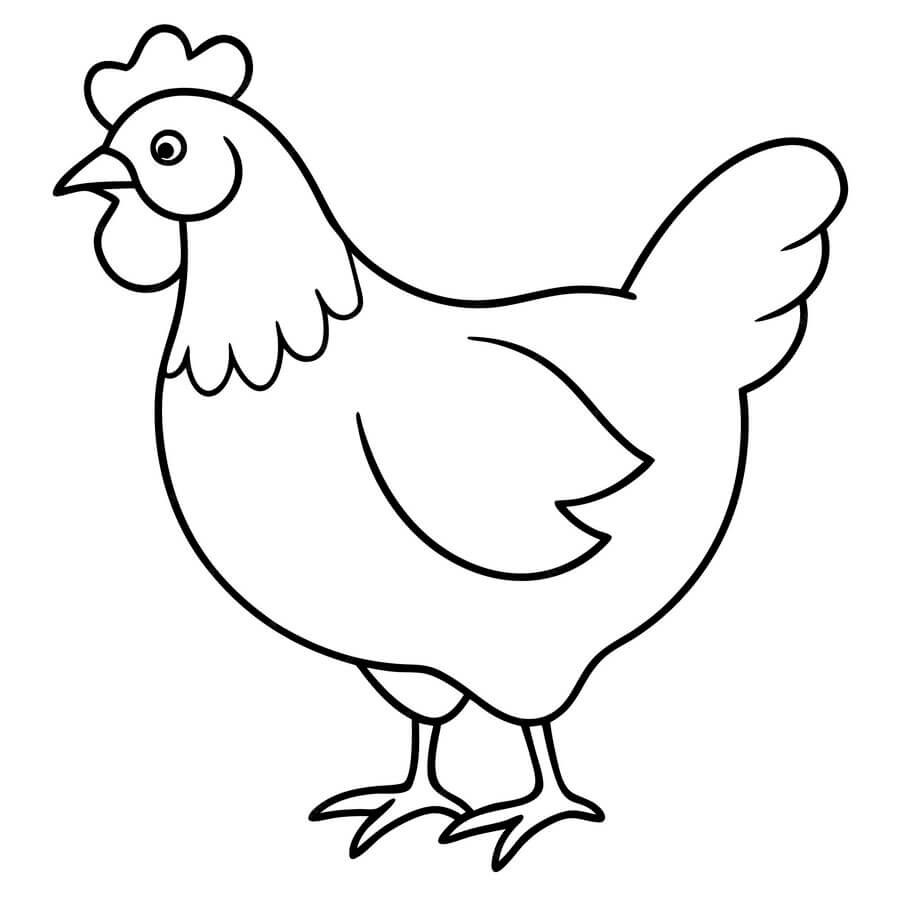 Coloriage Poule maternelle simple vectorielle - Poule à imprimer