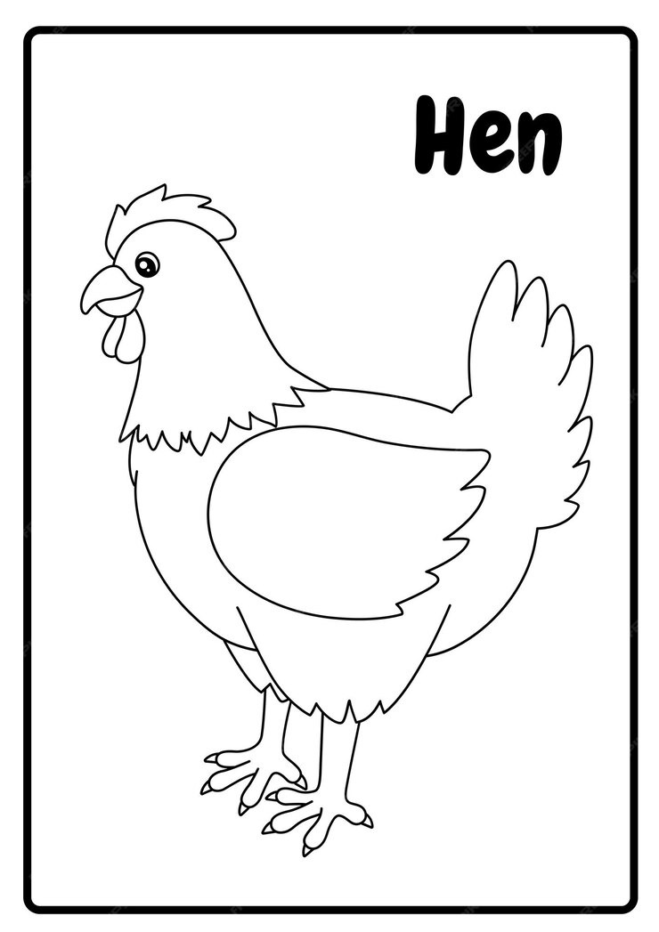 Coloriage Poule Noir Blanc Avec Texte - Poule à imprimer